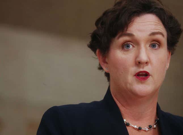 Rep. Katie Porter speaks at a campaign town hall in Orange County on October 22, 2018 in Tustin, California. 