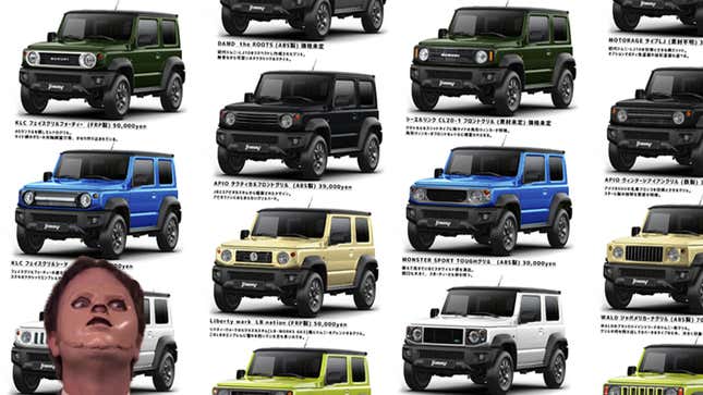 Image for article titled Look At All The Fun Faces You Can Put On The Suzuki Jimny!