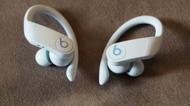 The new Glacier Blue Powerbeats Pro are as pale as their name suggests.