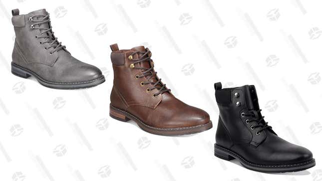 Men’s Faux-Leather Lace-Up Dress Boots | $21 | Macy’s | Prom Code LABOR