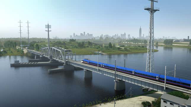 A rendering of the next generation Acela train in New Jersey.