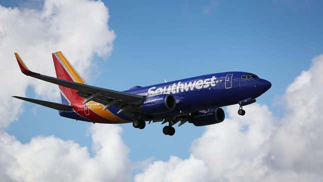 A Southwest airlines plane prepares to land at Fort Lauderdale–Hollywood International Airport on February 20, 2019 in Fort Lauderdale, Florida.