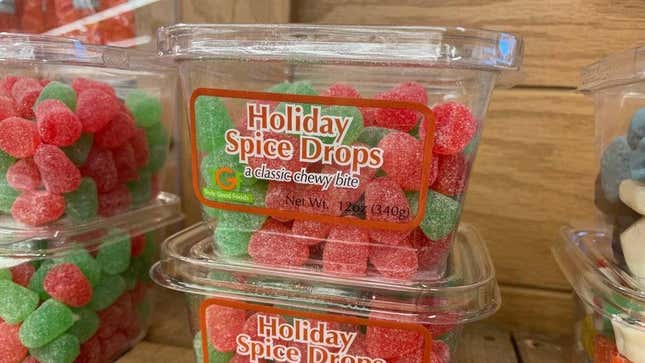 Christmas candy on display at grocery store
