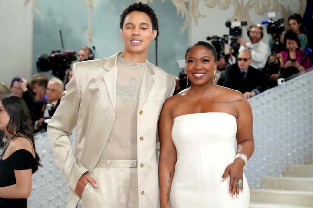 NEW YORK, NEW YORK - MAY 01: (L-R) Brittney Griner and Cherelle Griner attend the 2023 Met Gala Celebrating “Karl Lagerfeld: A Line Of Beauty” at Metropolitan Museum of Art on May 01, 2023 in New York City.