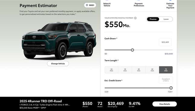 Image for article titled Nine Percent Interest Rates And $8,000 Markups Make This A Bad Time To Buy A New Toyota 4Runner