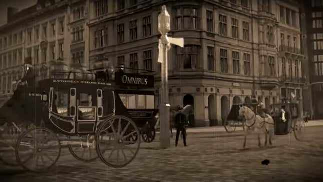 Ein Bild, das die erste Verkehrsampel der Welt zeigt. 