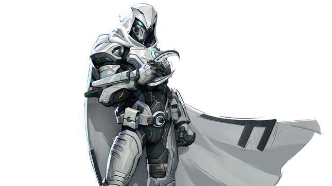 Moon Knight holds a crescent moon blade as his cape flows in the wind.