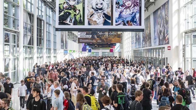 The crowds at Gamescom. I've searched and I can't see myself looking furious at all the people just standing around and not bloody moving.