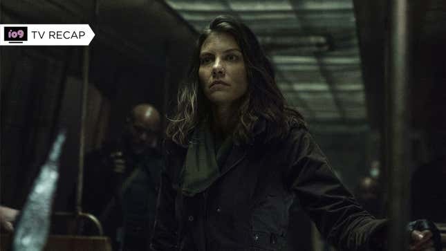 Lauren Cohan looks serious as Maggie on The Walking Dead