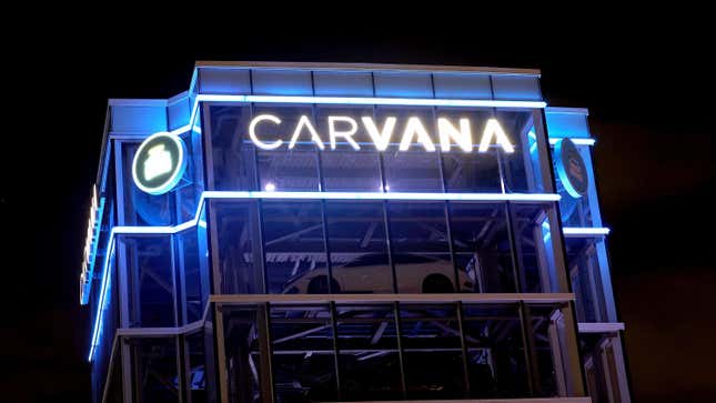 A Carvana used car "vending machine" displays vehicles on December 09, 2022 in Miami, Florida. 