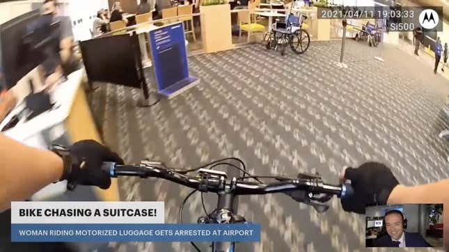 Ridable electric suitcase turns into security hazard as woman uses it to  flee from airport police -  News