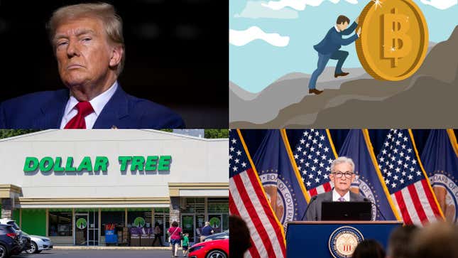 Image for article titled Trump Media stock sinks, Bitcoin stalls, Dollar Tree loses out to Walmart and Target: Markets news roundup