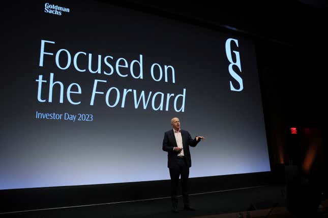 CEO David Solomon speaks during the Goldman Sachs Investor Day at Goldman Sachs Headquarters in New York