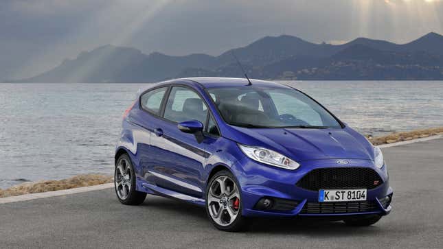 A photo of a blue Ford Fiesta ST