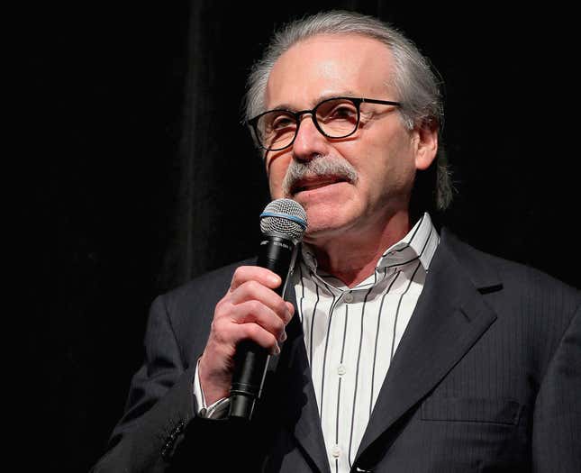 FILE - David Pecker, chairman and CEO of American Media, speaks at an event, Jan. 31, 2014 in New York. Testimony by the former National Enquirer publisher at Donald Trump&#39;s hush money trial this week has revealed an astonishing level of corruption at America&#39;s best-known tabloid and may one day be seen as the moment it effectively died. On Thursday, April 25, 2024 Pecker was back on the witness stand to tell more about the arrangement he made to boost Trump&#39;s presidential candidacy in 2016, tear down his rivals and silence any revelations that may have damaged him. (Marion Curtis via AP, File)