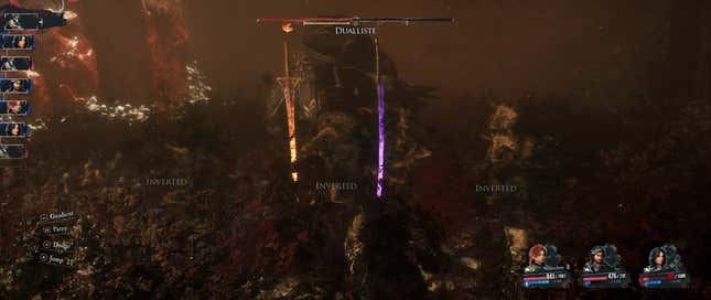 The Dualliste inflicts Inverted on the party members.
