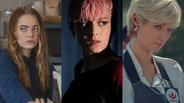 Emma Stone in The Curse; Emma Corrin in A Murder At The End Of The World; Elizabeth Debicki in The Crown 
