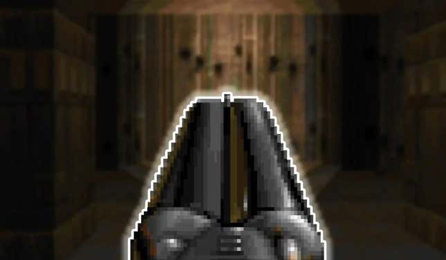 The Doom II super shotgun up close.