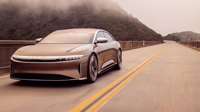 A photo of a Lucid Air electric sedan. 