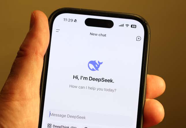 DeepSeek app displayed on an iPhone screen