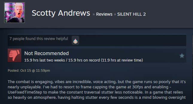 Image for article titled Silent Hill 2 Remake, As Told By Steam Reviews