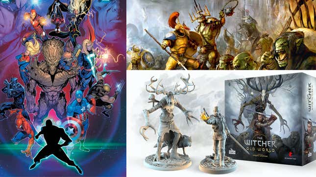 Marvel Superheroes, Age of Sigmar's Stormcast and Kruleboyz, and Witchers abound in the latest tabletop gaming news.