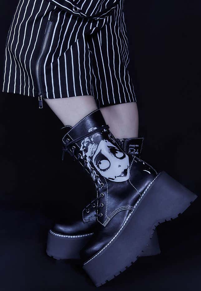 Dolls Kill x WB Horror Pennywise Platform Ankle Boots - White/Red