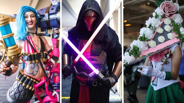 Several cosplayers show off their fits.