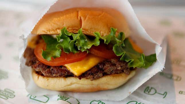 Shake Shack burger with tomato slices