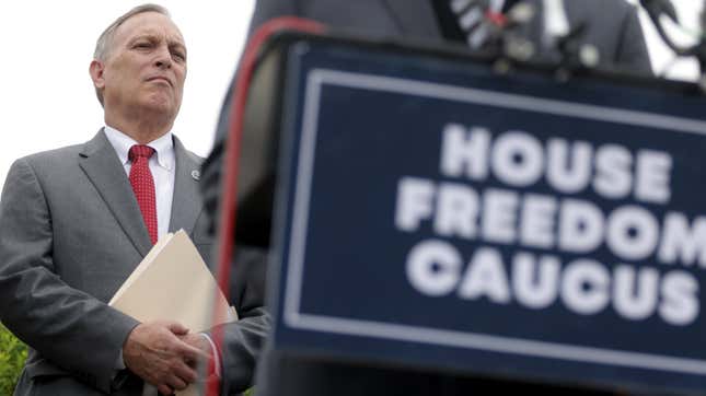 House Freedom Caucus Chair Representative Andy Biggs at a news conference at the U.S. Capitol on Aug. 31, 2021.