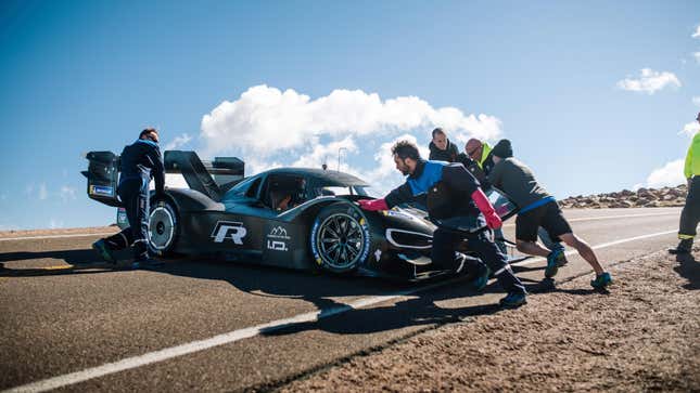 The Volkswagen ID.R testing for its Pikes Peak record run in 2018