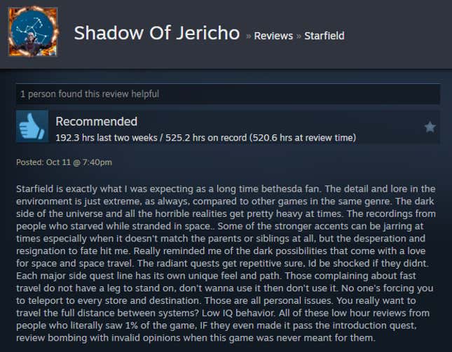 Image for article titled Starfield: Shattered Space, As Told By Steam Reviews