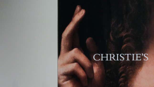 The Christie's logo on top of Leonardo da Vinci's "Salvator Mundi"