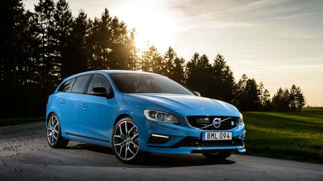 A photo of a blue Polestar V60 sedan. 