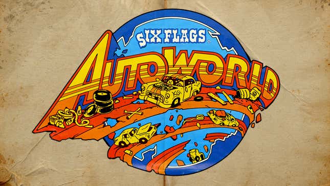 A logo for Six Flags' defunct AutoWorld theme park