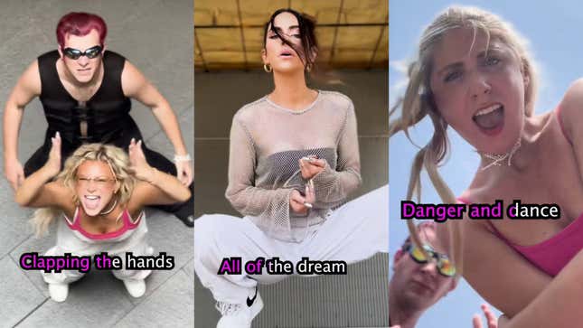 (L-R) Audrey Trullinger, Maria Olney, and Sabrina Brier portray Biljana Electronica in the music videos for “Planet of the Bass”