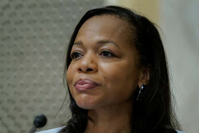 Kristen Clarke, President of the National Lawyers’ Committee For Civil Rights Under Law, testifies during a Senate Rules Committee hearing concerning preparedness for the 2020 election in the Russell Senate Office Building on July 22, 2020 in Washington, DC. 