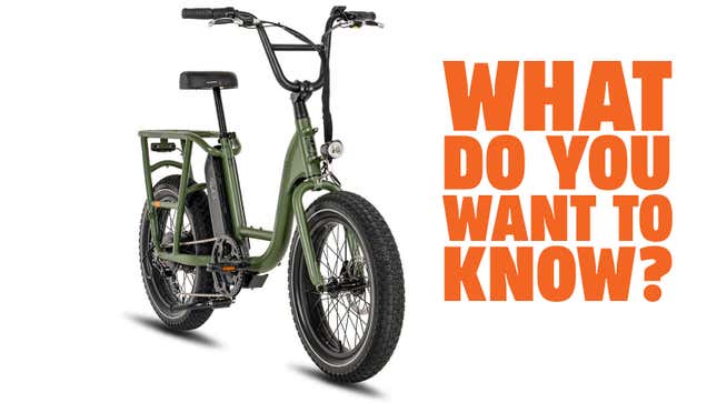 A photo of a RadRunner 2 e-bike with text saying "What do you want to know?" 