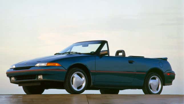 A photo of a blue Mercury Capri convertible. 