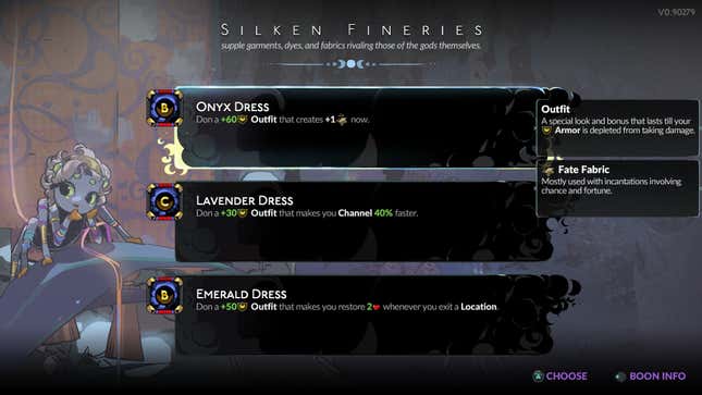 Some silken fineries recipes in Hades 2.