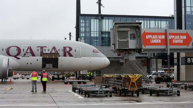 Qatar Airways plane arriving at the gate