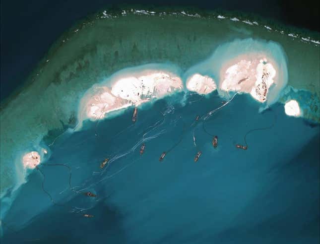 A part of Mischief Reef in March 2015.
