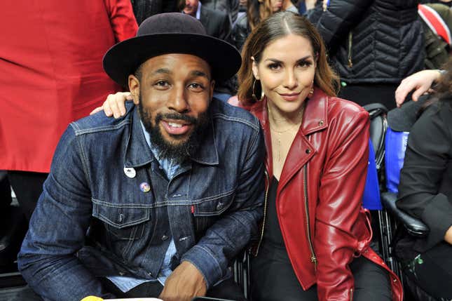 tWitch and Allison Holker attend a basketball game between the Los Angeles Clippers and the Utah Jazz at Staples Center on January 16, 2019 in Los Angeles, California.