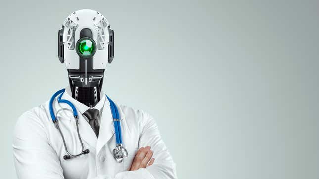 A doctor with a robot head