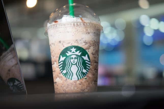 Starbucks Frappuccinos. 
