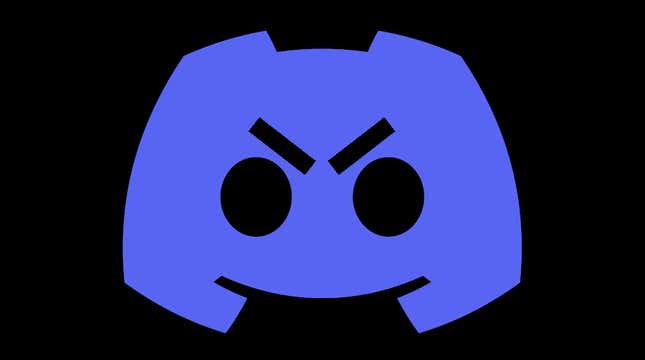 Discord's logo, but with angry eyebrows.