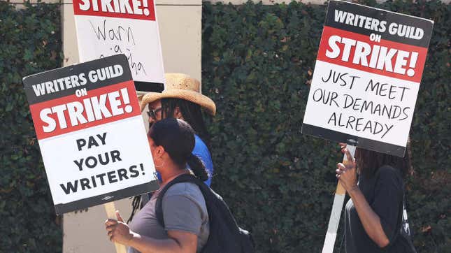 Writers Guild of America members and supporters on the picket line
