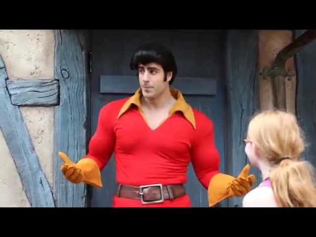 Disney's Gaston Still Not Done; Takes on Little Girl in Arm Wrestling