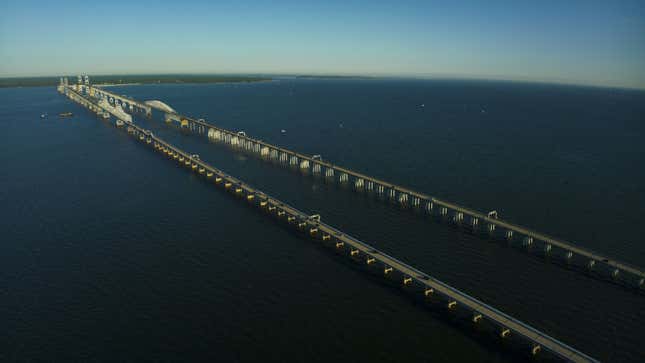 A photo of the Chesapeake Bay Bridge. 