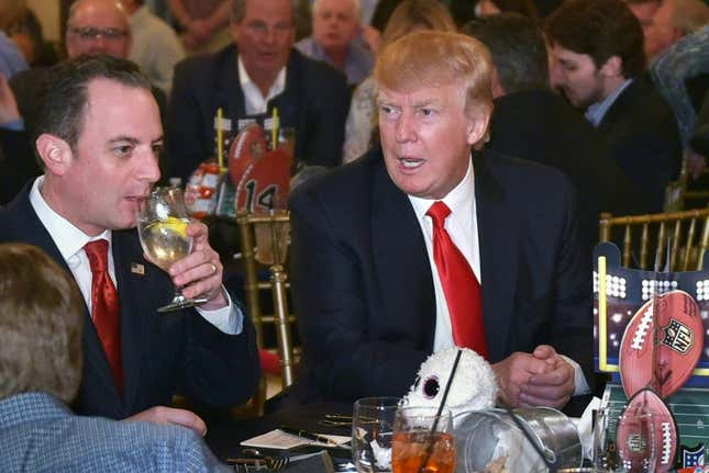 Former White House Chief of Staff Reince Priebus and President Trump.